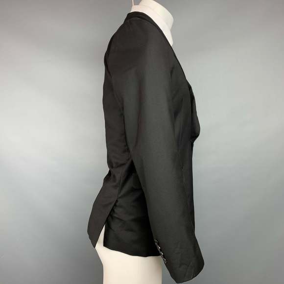 KRIS VAN ASSCHE Black Wool Peak Lapel Sport Coat - Picture 2 of 7